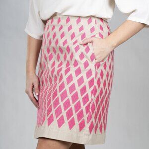 Boden Pink Diamond A-Line Skirt with Pockets